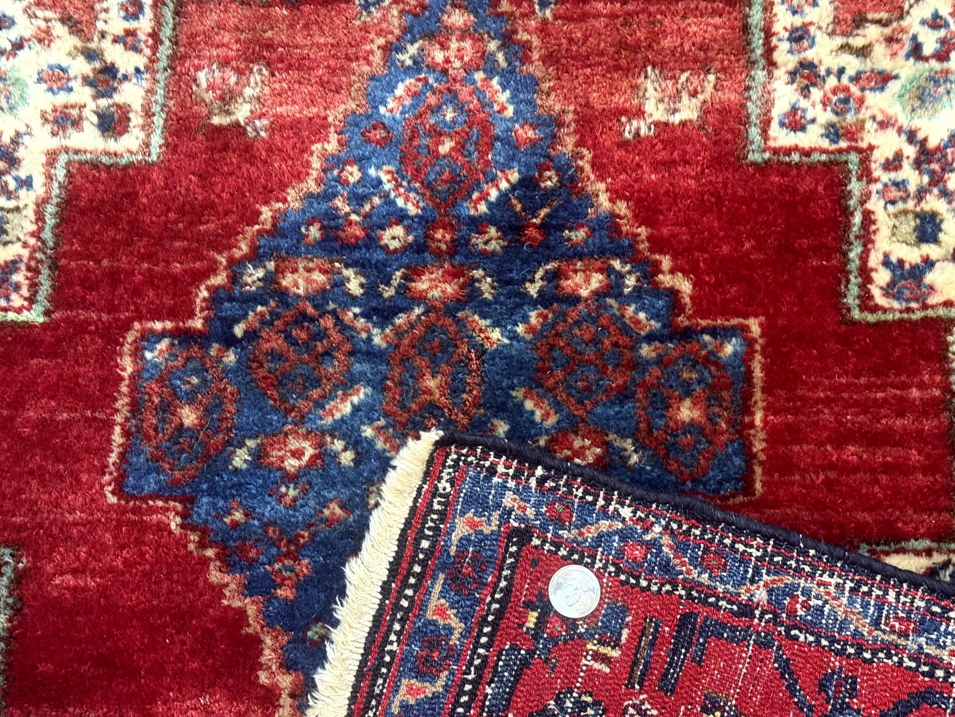 Antique Persian Kurdish Senneh Rug 4x5 Tribal Carpet Wool Geometric Medallion - Nuvé