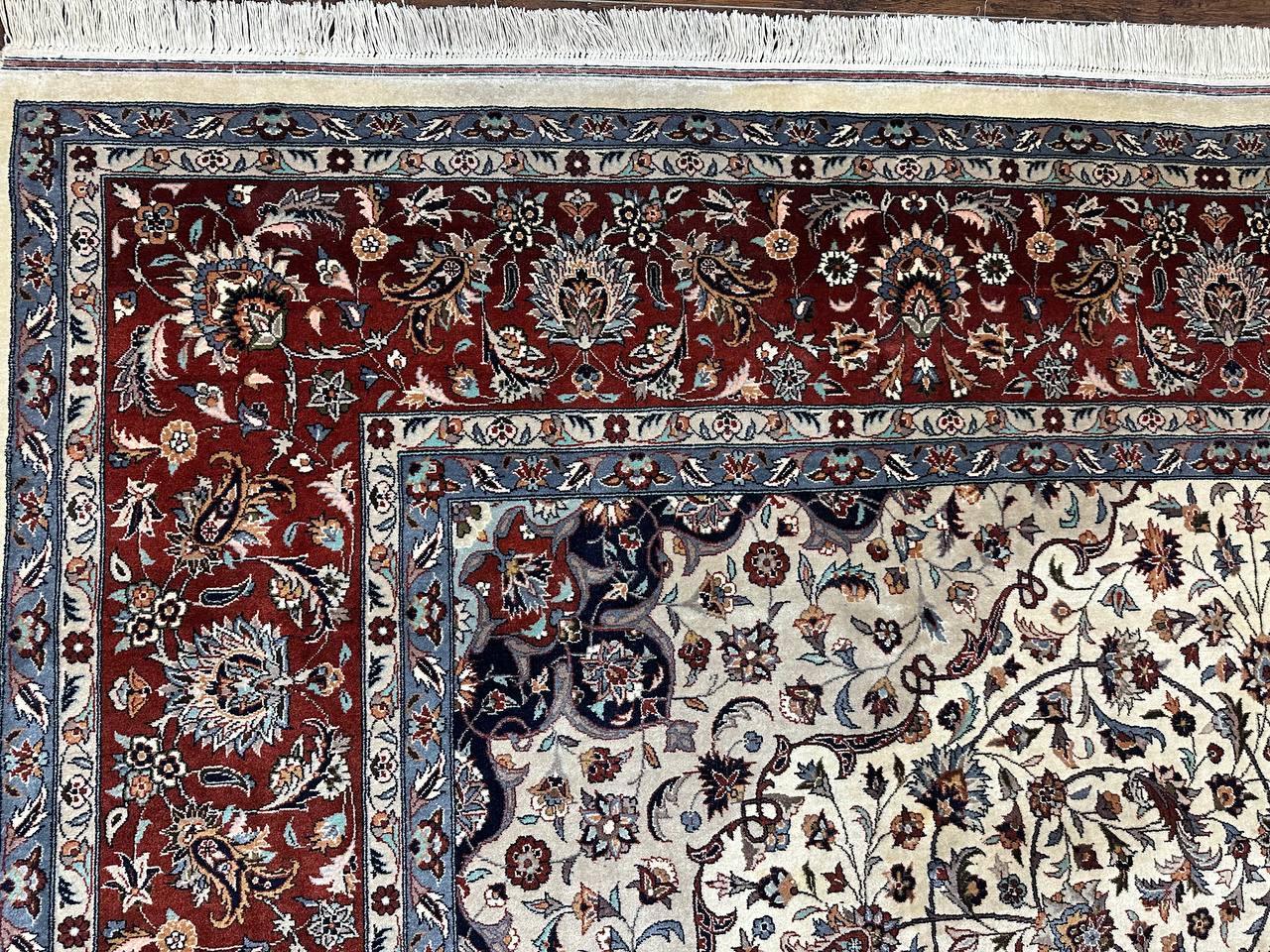 Sino Persian Rug 9x12, Vintage Wool Oriental Carpet, Floral Medallion, Wool Rug, Cream and Maroon - Nuvé