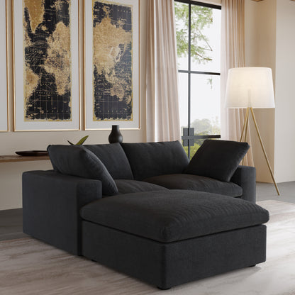 Nuvé® Solace Modular Bouclé Cloud Sofa - Obsidian Black - 2-Seater Sectional Sofa with Ottoman - Nuvé