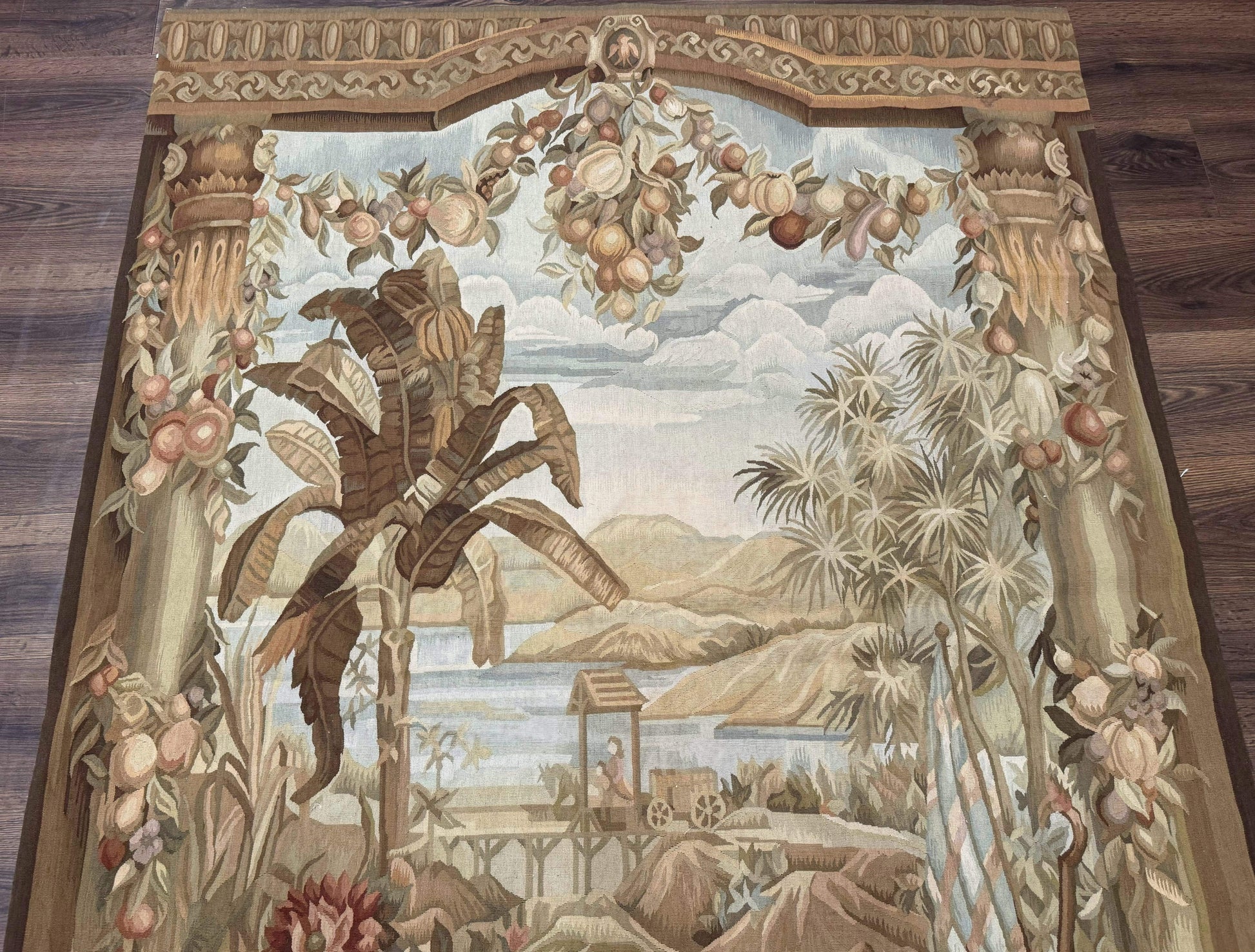 Vintage French Tapestry 5x7, Handmade, Wool, Aubusson Weave - Nuvé