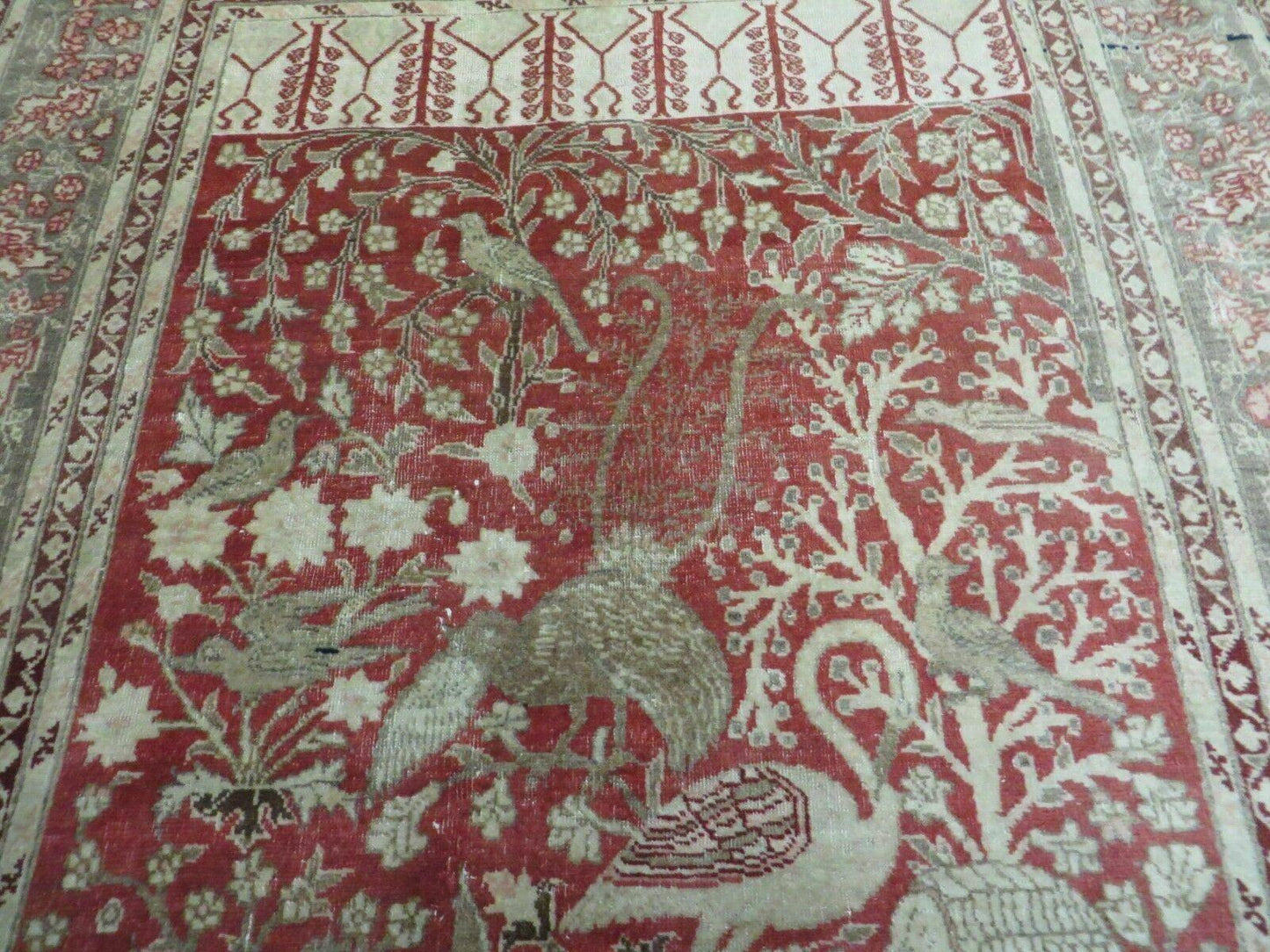 4' X 6' Antique Handmade Turkish Tree Of Life Oriental Wool Rug Birds Red - Nuvé