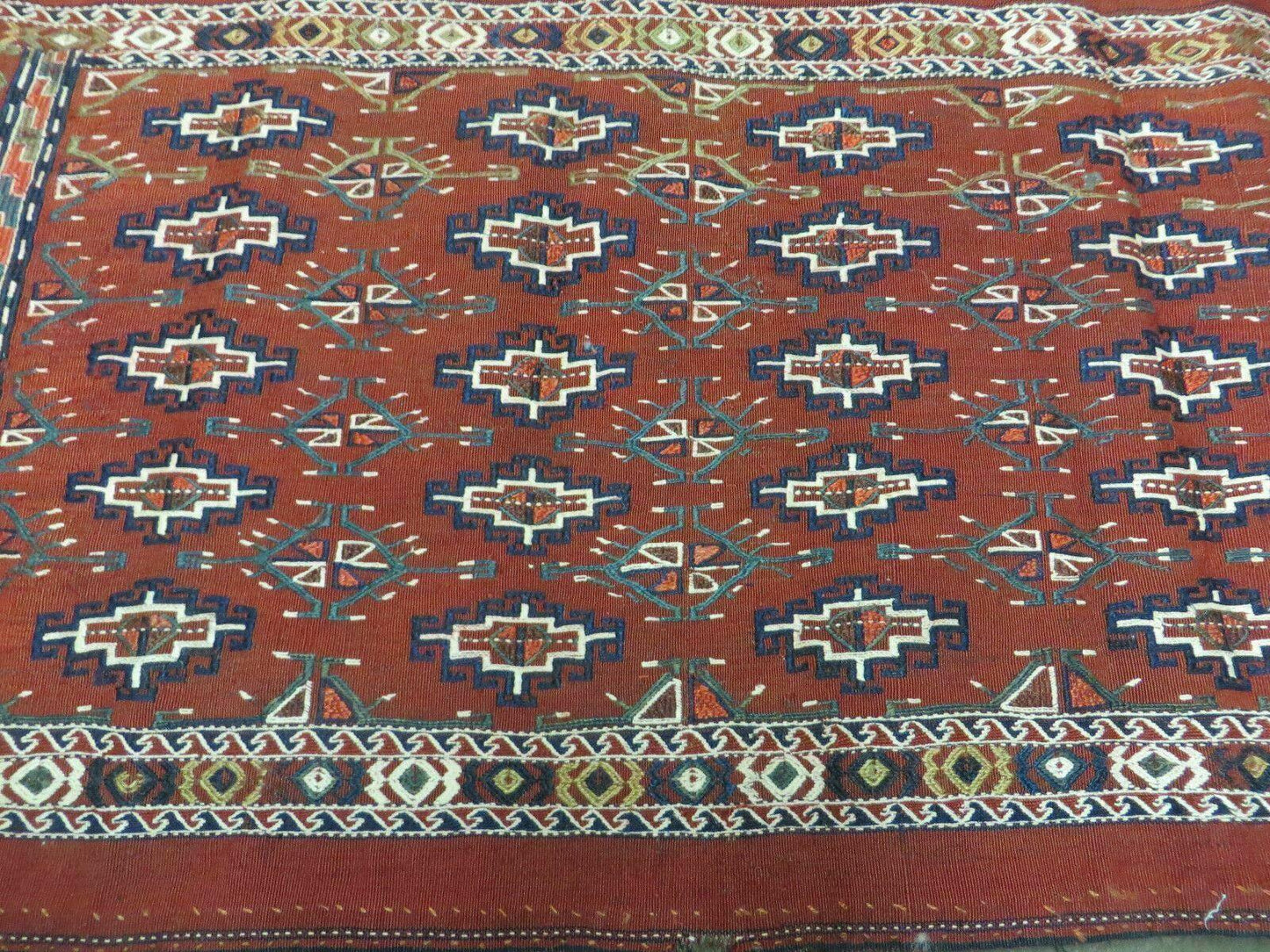 45" X 32" Antique Handmade Bokhara Turkoman Yomud Chuval Wool Rug Soumak NICE - Nuvé