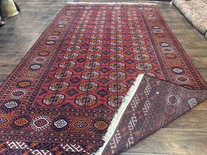Antique Persian Turkoman Bokhara Rug 7x11, Tribal Rug, Red - Nuvé