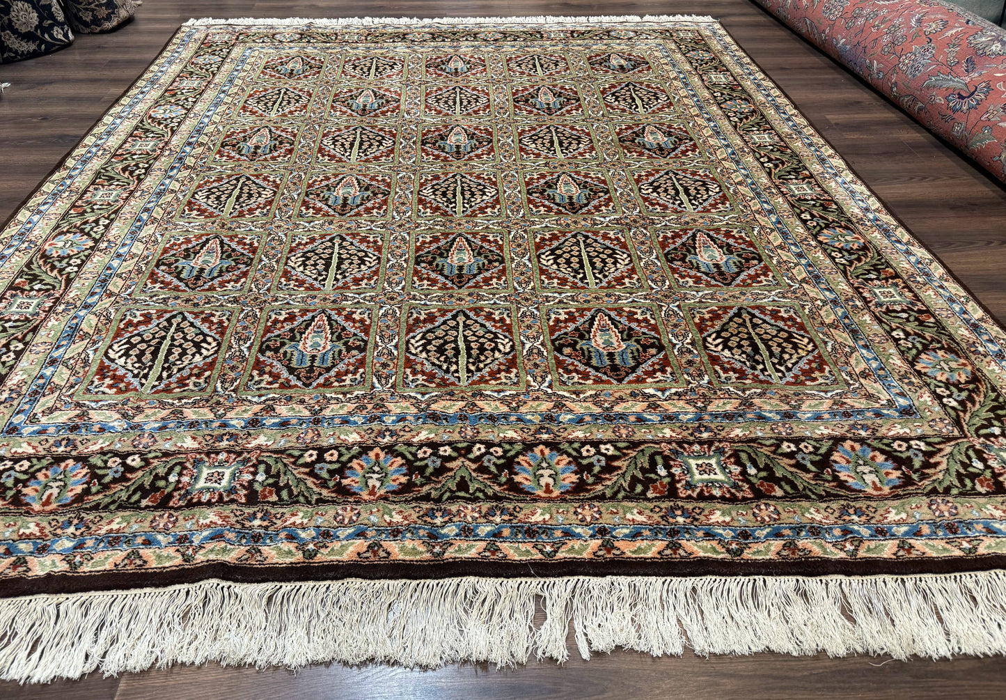 Sino Persian Rug 8x10, Panel Design, Brown, Multicolor, Wool, Cedar Trees - Nuvé