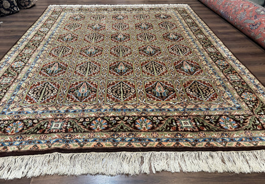 Sino Persian Rug 8x10, Panel Design, Brown, Multicolor, Wool, Cedar Trees - Nuvé