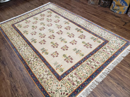 Tufenkian Rug 5.9 x 8.6, Tibetan Nepalese Rug, Hand Knotted, Soft Shiny Wool, Repeated Motifs, Contemporary Modern, Area Rug 6x9, Vintage - Nuvé