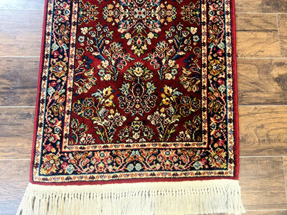 Small Karastan Rug 2.6 x 4 Red Sarouk #785, Karastan Wool Pile Rug, Original 700 Series, Discontinued Vintage Karastan Carpet - Nuvé