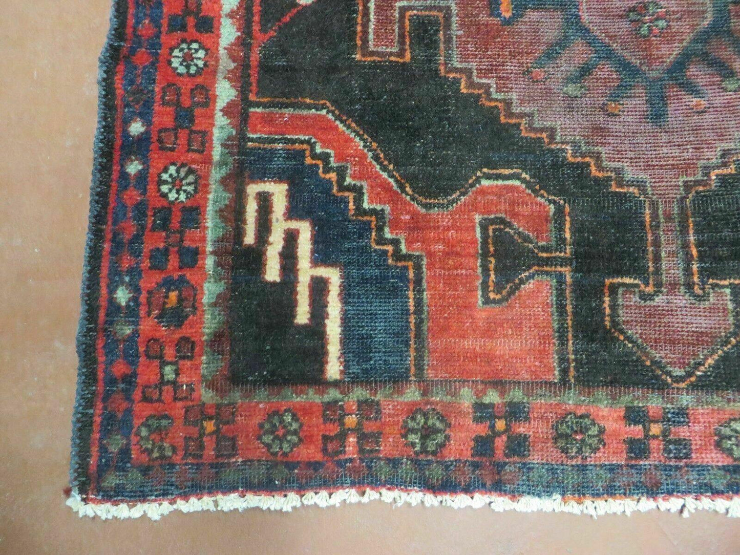 4' X 8' Antique Handmade India Geometric Oriental Tribal Wool Rug Red # 603 - Nuvé