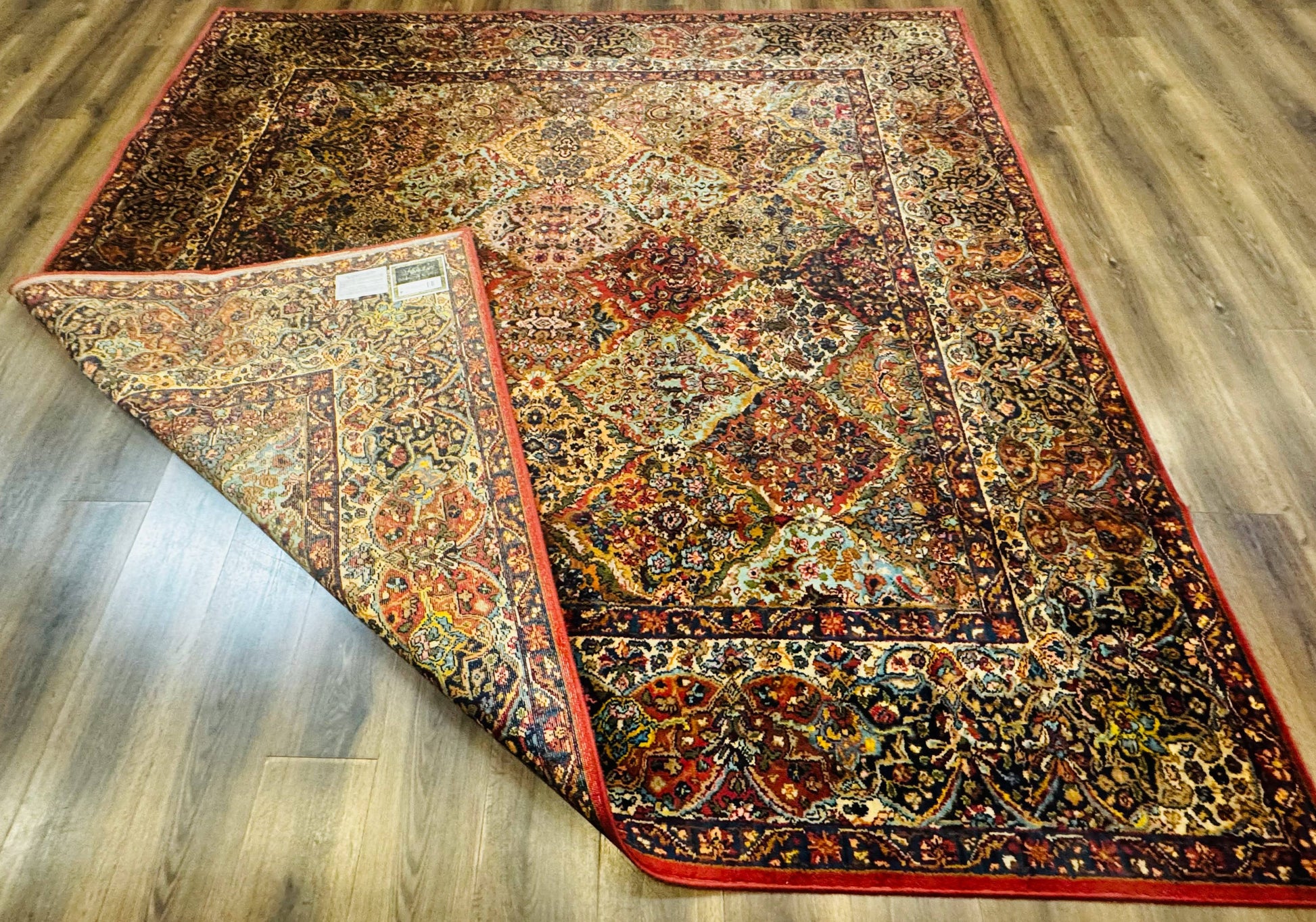 Square Karastan Multicolor Panel Kirman Rug #717, Rare Size 8.8 x 8.8, Original 700 Series, Wool - Nuvé