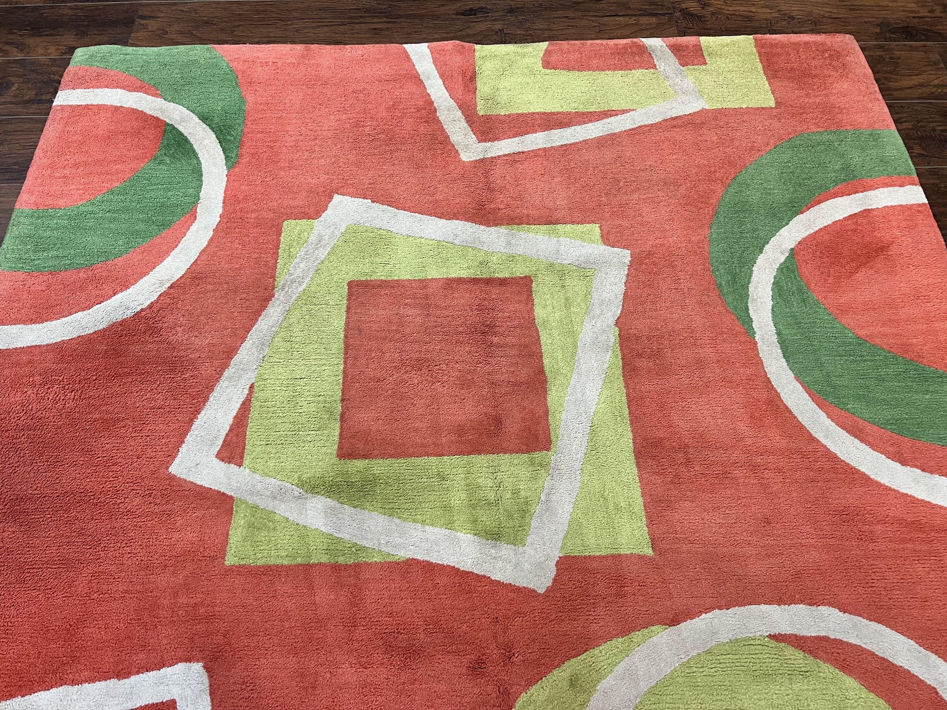 Abstract Rug 6x9, Modern Contemporary Rug, Red-Orange Green - Nuvé