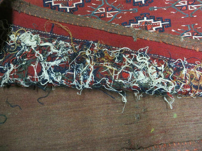 45" X 32" Antique Handmade Bokhara Turkoman Yomud Chuval Wool Rug Soumak NICE - Nuvé