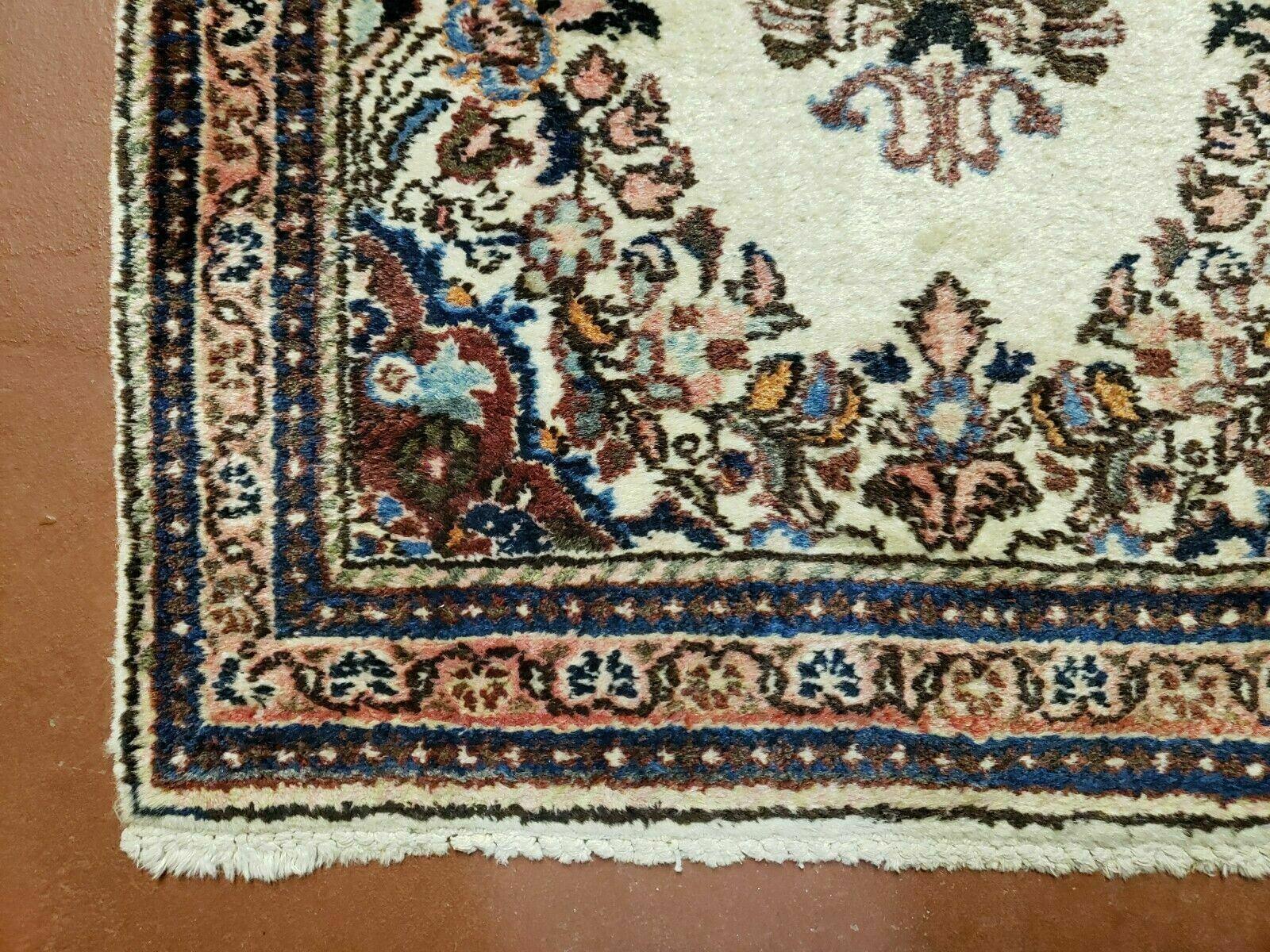 2' 7" X 4' Vintage Handmade Indian Medallion Wool Floral Beige Rug - Nuvé