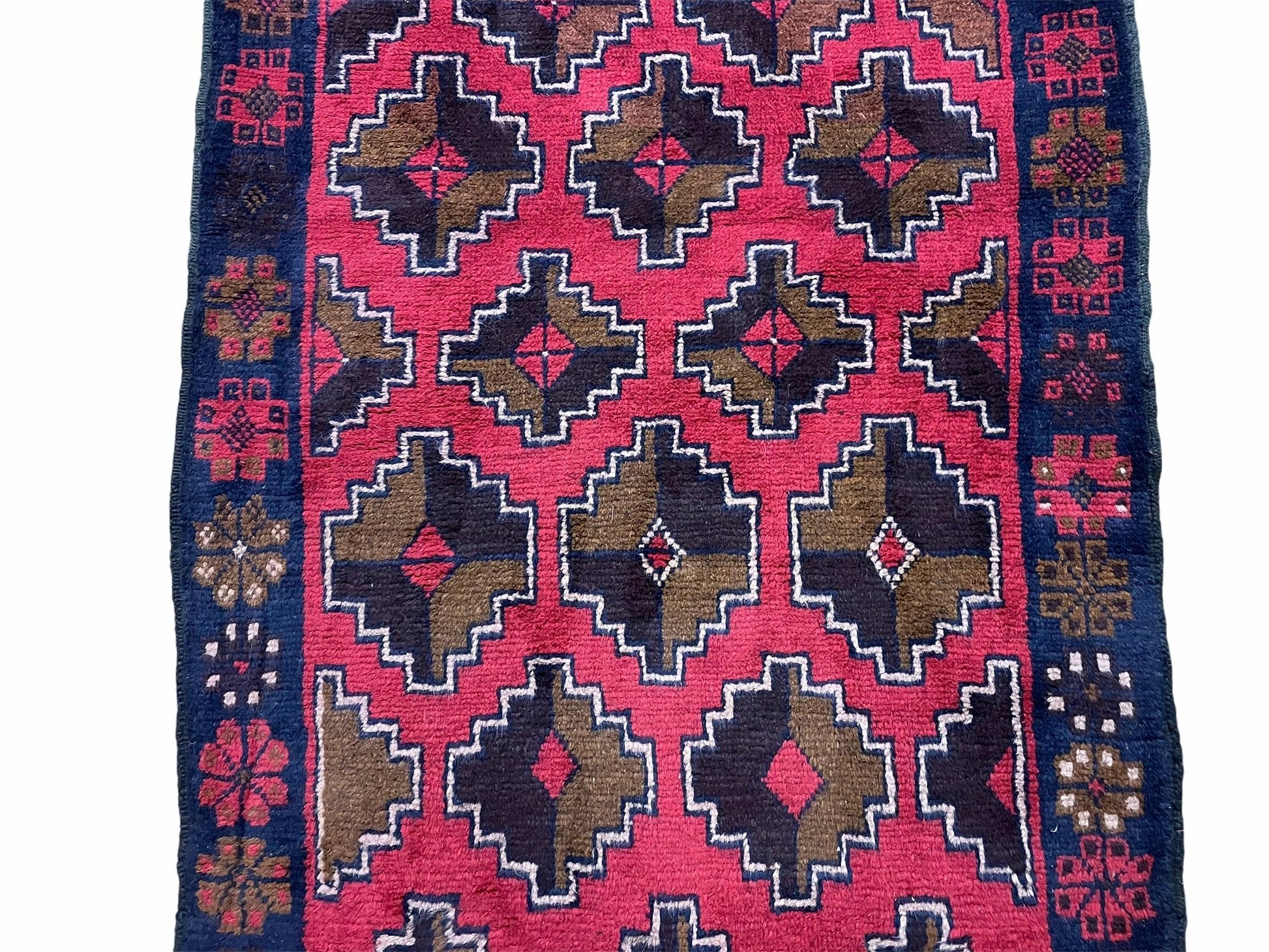 3' X 4' 7" Vintage Handmade Tribal Wool Rug Balouchi Rug Afghan Rug Red Brown - Nuvé