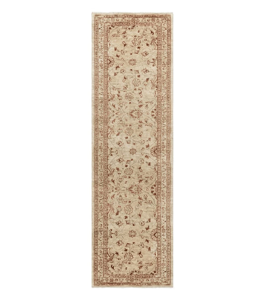 Peshawar Runner Rug 3 x 9.7, Pakistani Oriental Runner Rug, Vintage Rug for Modern Home, Runner for Hallway or Kitchen, Oushak Runner