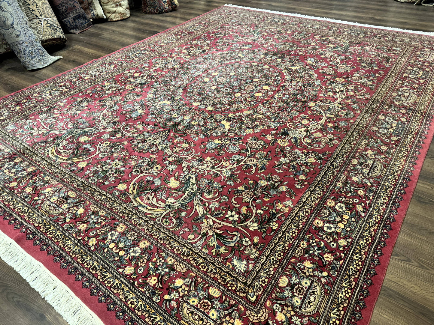 Sino Persian Rug 9x12, Fine 290 KPSI, Rose-Red, Floral Allover - Nuvé