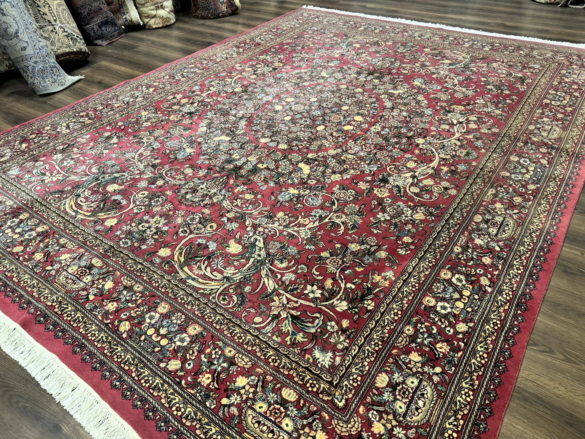 Sino Persian Rug 9x12, Fine 290 KPSI, Rose-Red, Floral Allover - Nuvé
