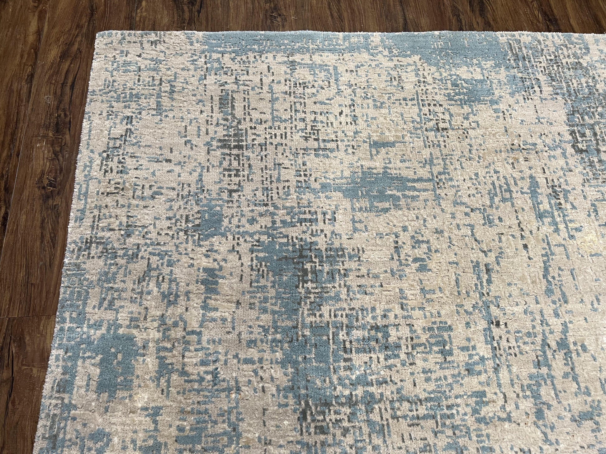 Modern Tibetan Rug 5x8 ft Light Blue and Gray Carpet, Contemporary Wool Rug, Handmade Nepali Rug, Raised Pattern, Tibet Area Rug, Nepal Rug - Nuvé