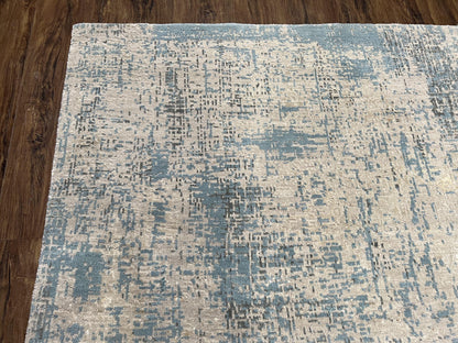 Modern Tibetan Rug 5x8 ft Light Blue and Gray Carpet, Contemporary Wool Rug, Handmade Nepali Rug, Raised Pattern, Tibet Area Rug, Nepal Rug - Nuvé