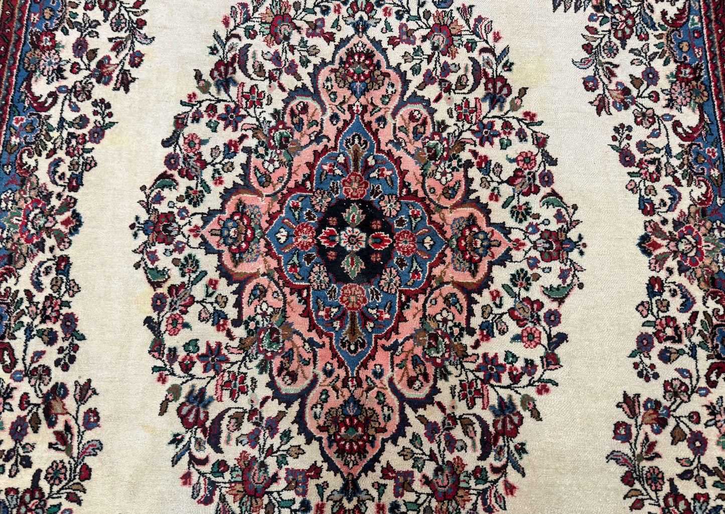 Palace Size Persian Rug 10 x 21 ft, Antique Hamadan Bibikabad Carpet, Handmade Antique Wool Oversized Rug, Ivory, Semi Open Field - Nuvé