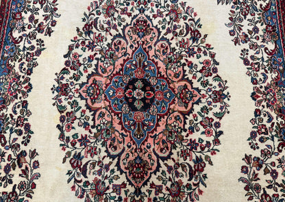 Palace Size Persian Rug 10 x 21 ft, Antique Hamadan Bibikabad Carpet, Handmade Antique Wool Oversized Rug, Ivory, Semi Open Field - Nuvé
