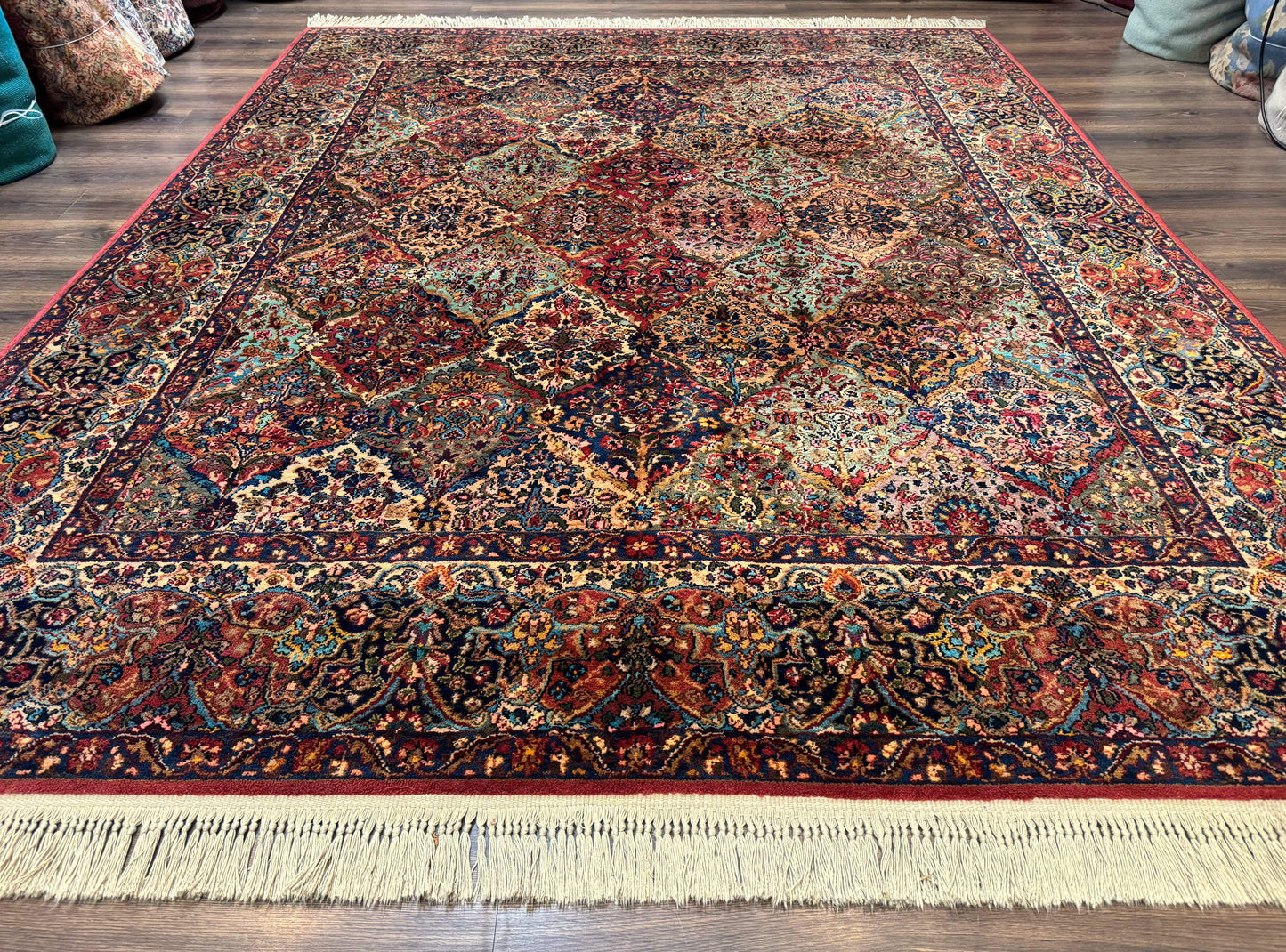 Karastan Rug 8.8 x 10.6, Multicolor Panel Kirman Rug #717, Original 700 Series, Wool - Nuvé