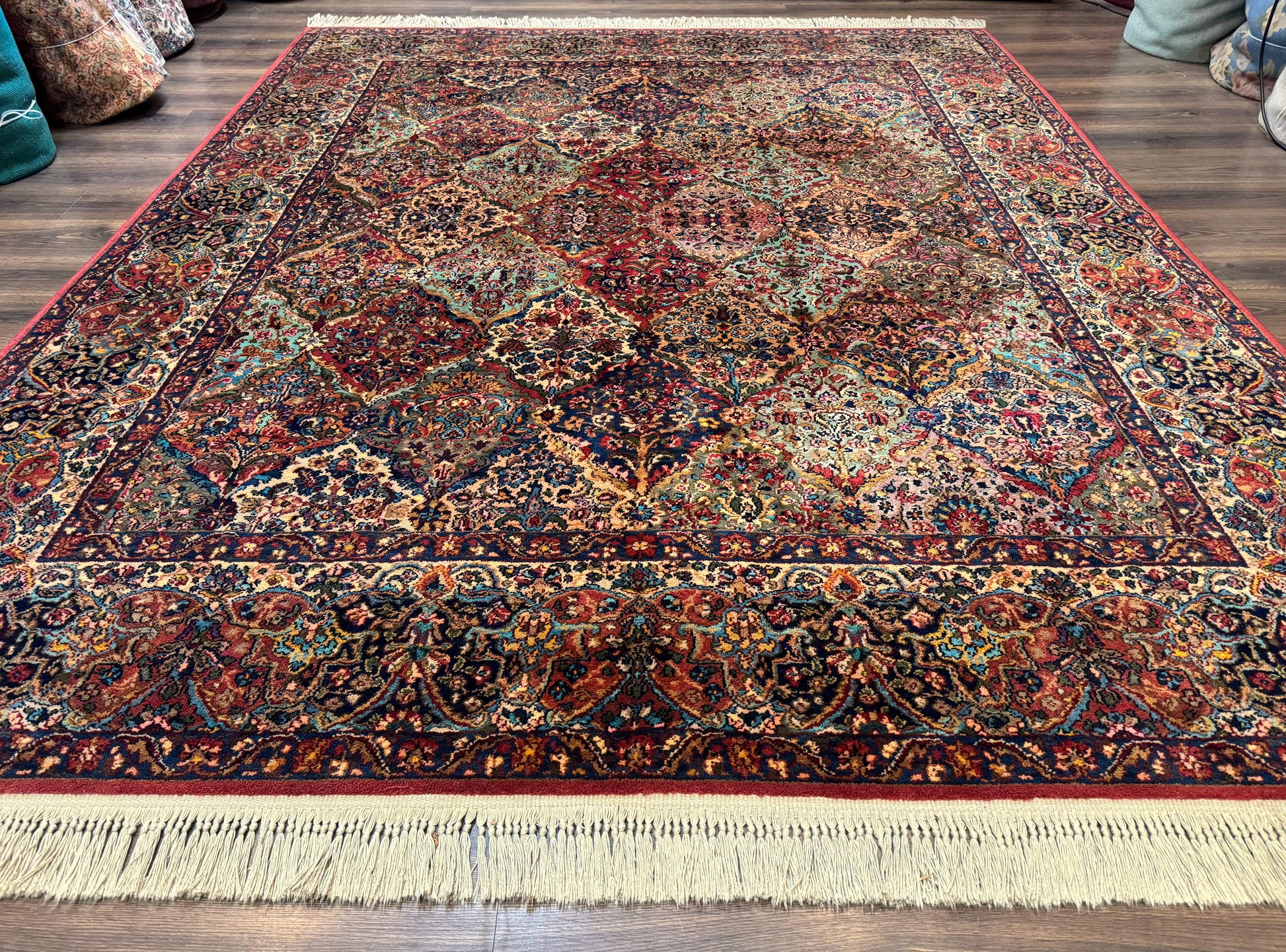 Karastan Rug 8.8 x 10.6, Multicolor Panel Kirman Rug #717, Original 700 Series, Wool - Nuvé