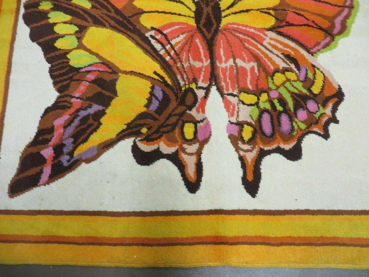 4' X 6' Tartare Modern Hand Knotted Spainsh Wool Rug Butterfly Getting Wings Nice