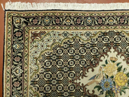 Small Persian Rug 2.4 x 3, Birds and Flowers, Finely Hand Knotted - Nuvé