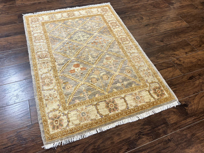 Pakistani Peshawar Rug 3.6 x 5, Safavieh Wool Handmade Hand Knotted Vintage Rug, Panel Design Oriental Carpet, Pair C - Nuvé