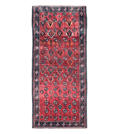 4 x 8 Handmade Baluch Afghan Turkoman Tribal Wool Rug Organic Dyes 8x4 Carpet