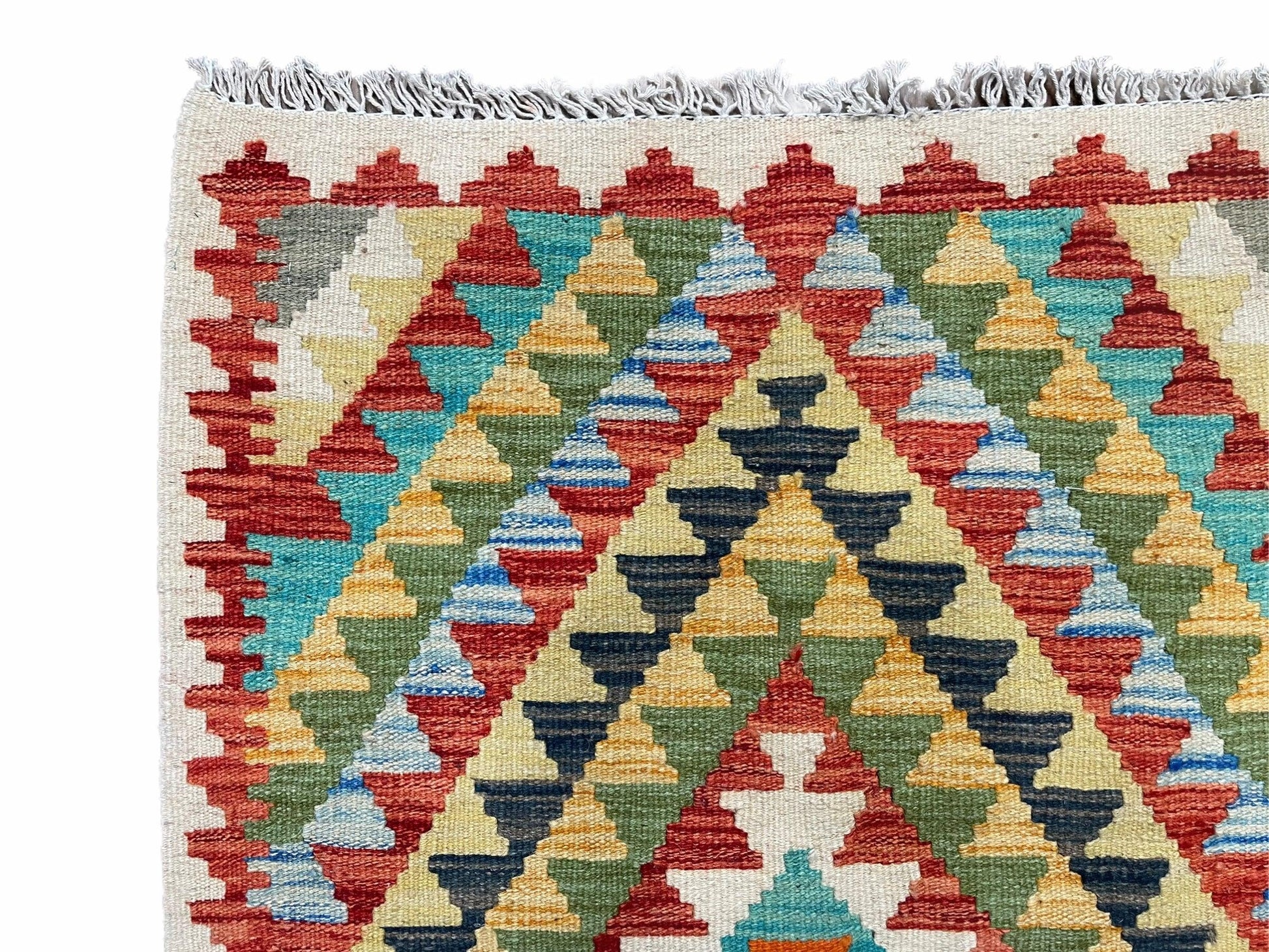 Small Kilim Rug 2x3 Colorful Turkish Kilim Accent Rug New Flatweave Wool Kilim Chobi Kilim Diamond Zigzag Playroom Rug - Nuvé