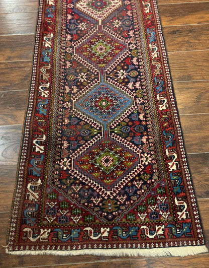 Persian Tribal Runner Rug 2.6 x 20 ft, Antique Persian Shiraz Carpet for Hallway, Colorful Navy Blue - Nuvé