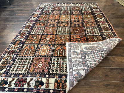 Persian Bakhtiari Tribal Rug 7x10, Panel Design, Semi Antique - Nuvé