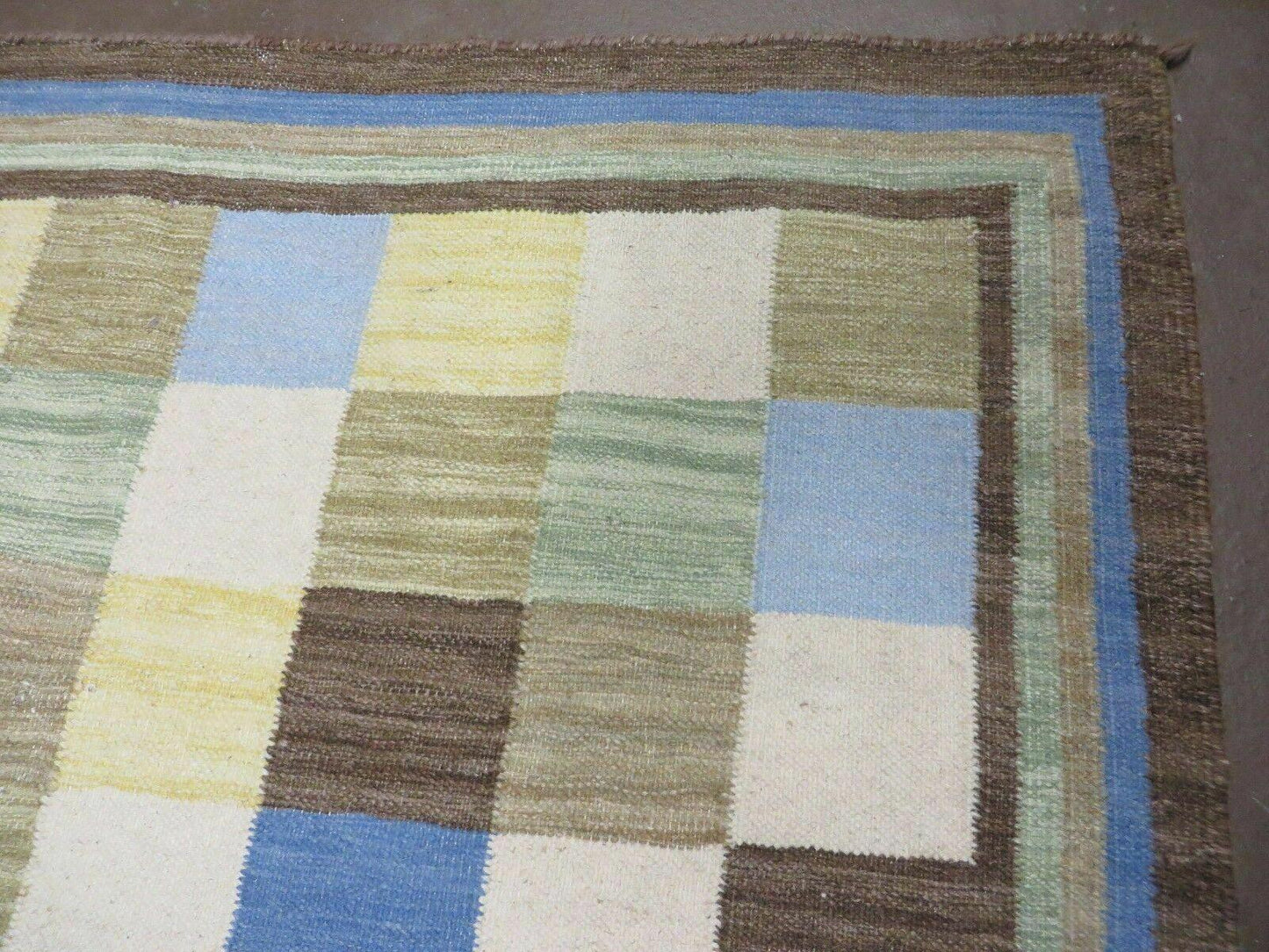 5' X 8' Hand-knotted Kilim Dhurrie Wool Cotton Rug Flat Weave Carpet Checkered Pattern Colorful Multicolor - Nuvé