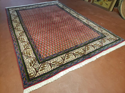 6x9 Finely Woven Turkish Tribal Rug, Boteh/Paisley Pattern, Red & Beige Area Rug, Vintage Wool Carpet, Entryway Rug, Hand-Knotted Foyer Rug - Nuvé