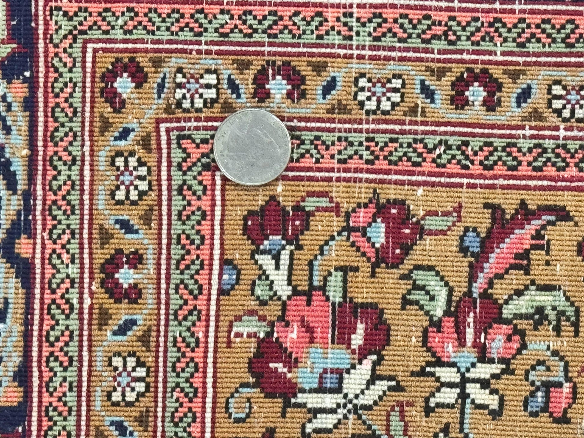 Persian Qum Rug 3.6 x 5, Kork Wool, Very Finely Hand Knotted 325 KPSI, Rare, Semi Antique - Nuvé