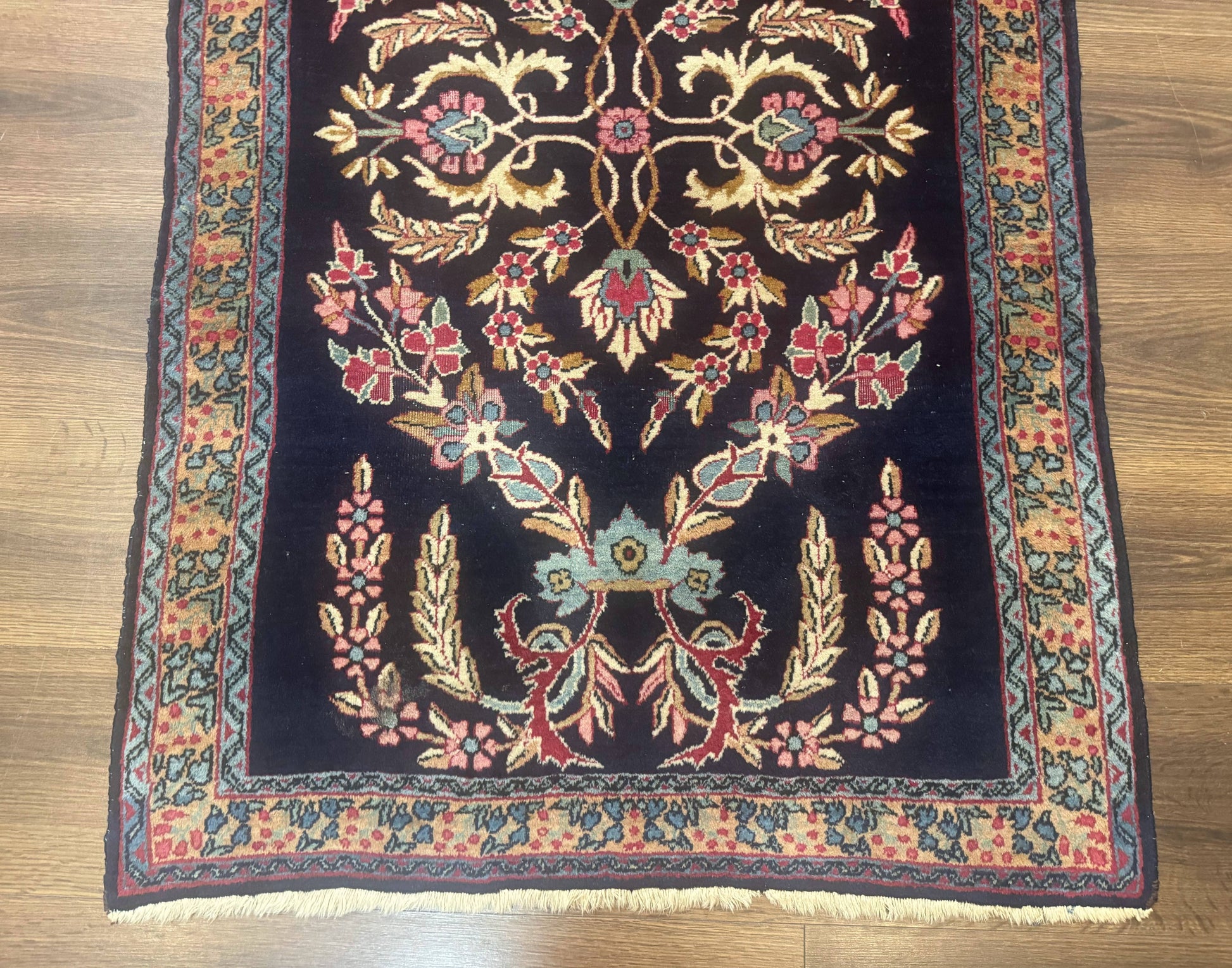 Antique Persian Kerman Rug 2.8 x 4, Navy Blue, Floral - Nuvé