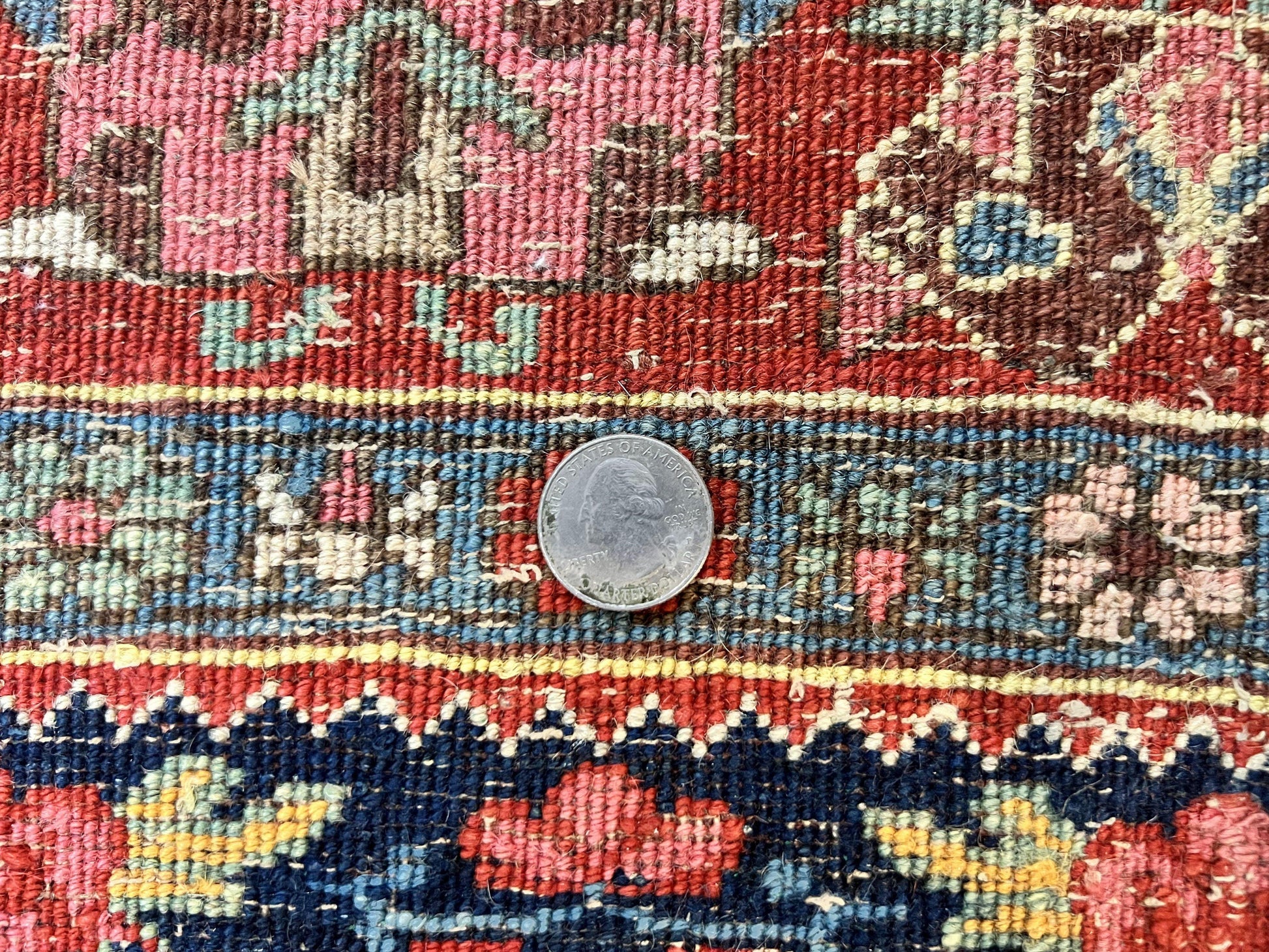 Antique Persian Bidjar Rug 4x5, Red and Blue, Hand Knotted Wool Carpet - Nuvé