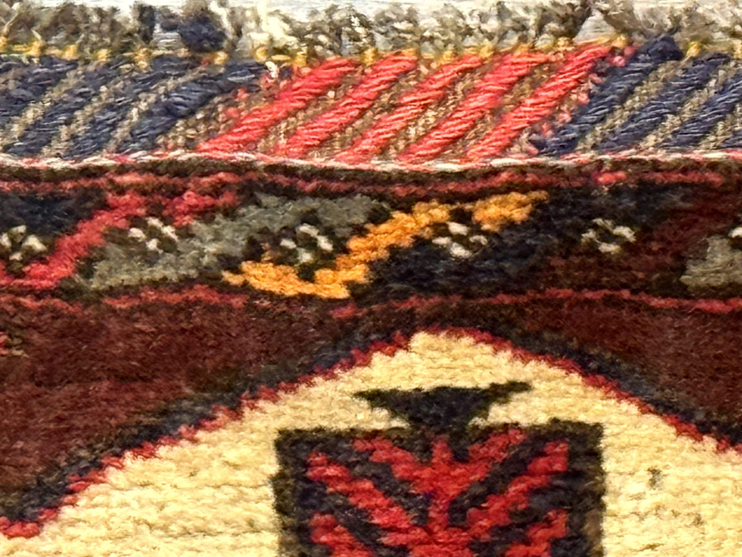 Small Persian Baluchi Tribal Rug, Tan, Handmade - Nuvé
