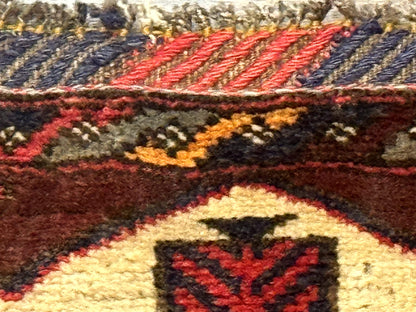 Small Persian Baluchi Tribal Rug, Tan, Handmade - Nuvé