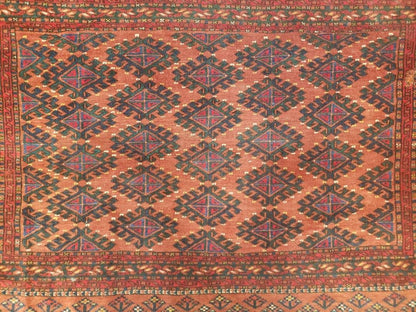 Antique Turkoman Rug 3'4" x 5', Collecticble Yamud Oriental Rug, Seat Pillow Cushion Cover, Tribal Mat, Wool Red Hand-Knotted Mafresh Carpet - Nuvé