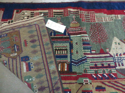 3' X 5' New Vintage Handmade Afghan Balouch Tribal Wool Pictorial Rug # 302 - Nuvé