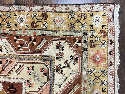 Turkish Rug 7x10, Wool Hand Knotted Vintage Carpet, Geometric Kazak Pattern - Nuvé