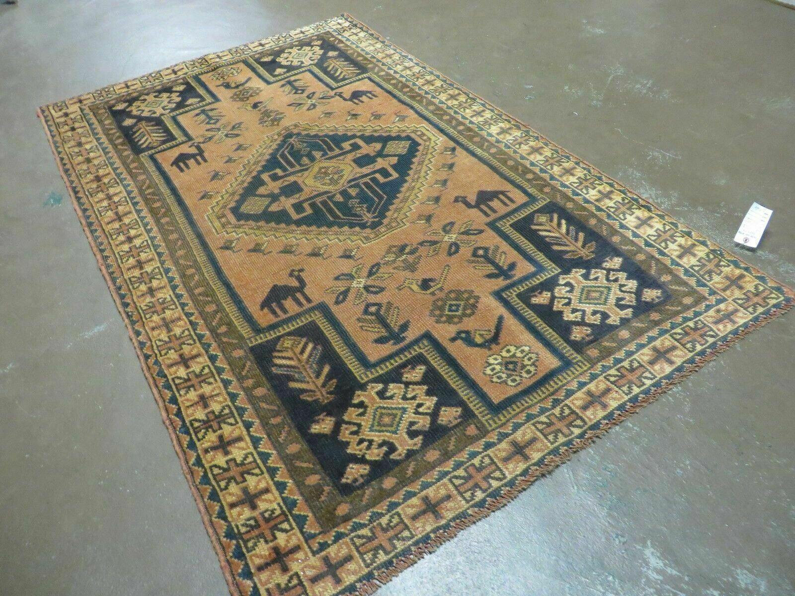 4' X 6' Antique Handmade Turkish Anatolian Wool Rug Camel Vegetable Dyes - Nuvé