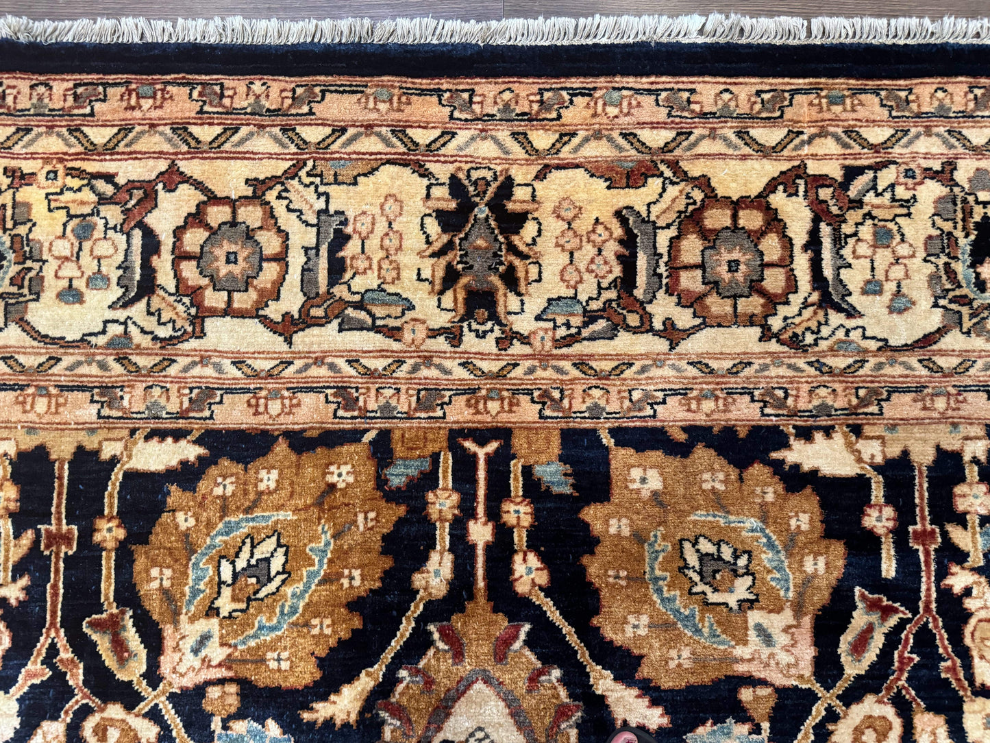 Pak Persian Bidjar Rug 10x13, Midnight Blue and Tan Pakistani Carpet - Nuvé