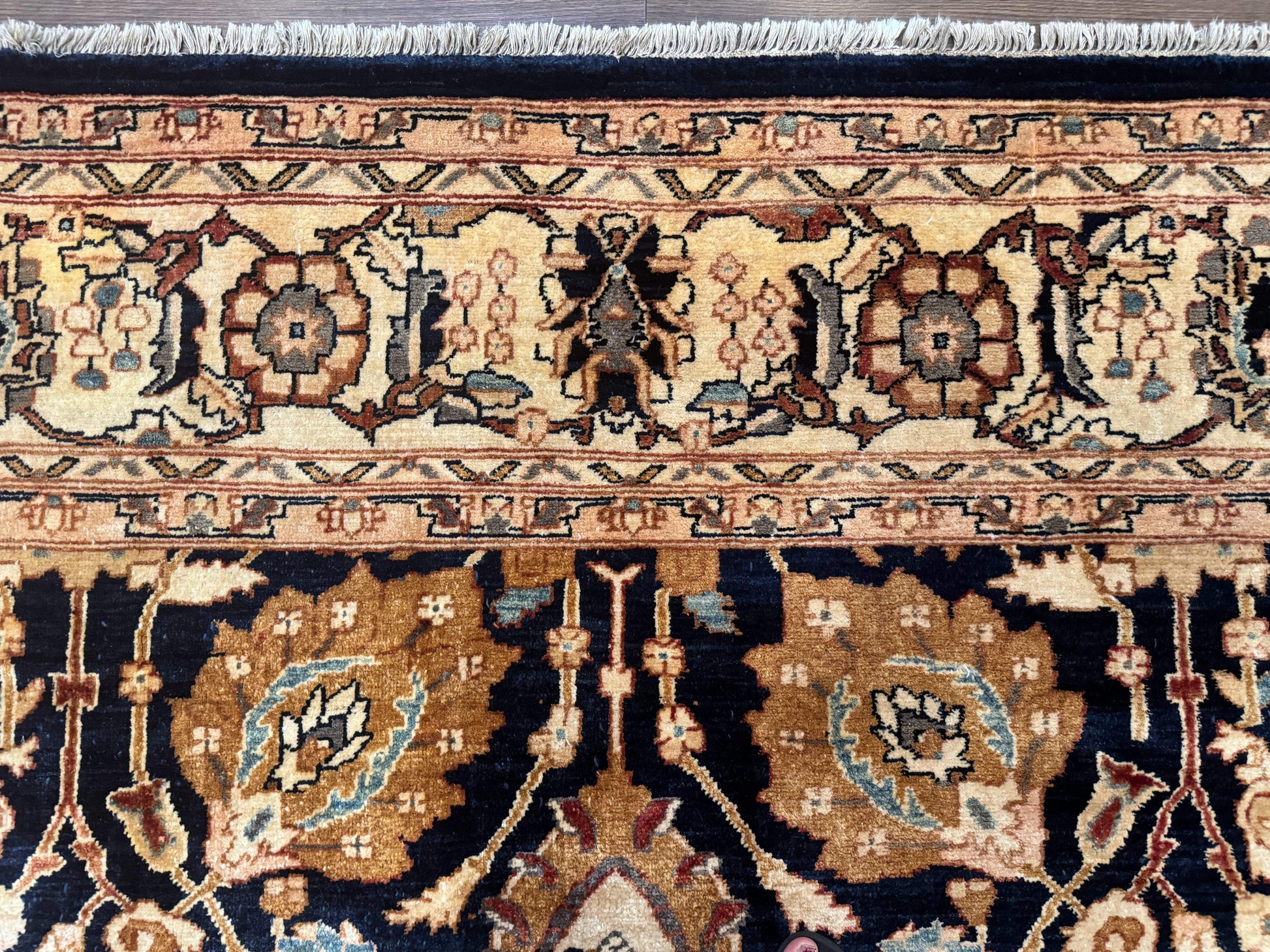 Pak Persian Bidjar Rug 10x13, Midnight Blue and Tan Pakistani Carpet - Nuvé