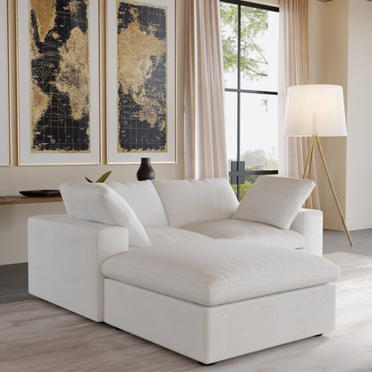 Nuvé® Solace Modular Bouclé Cloud Sofa - Snow White - 2-Seater Sectional Sofa with Ottoman - Nuvé