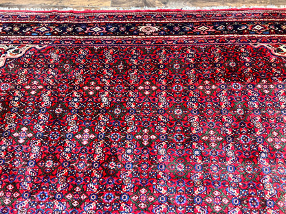 Large Persian Tribal Rug 11x17, Palace Sized Wool Handmade Vintage Carpet, Oversized Hand Knotted Rug, Red, Hamadan Dargazin Rug - Nuvé