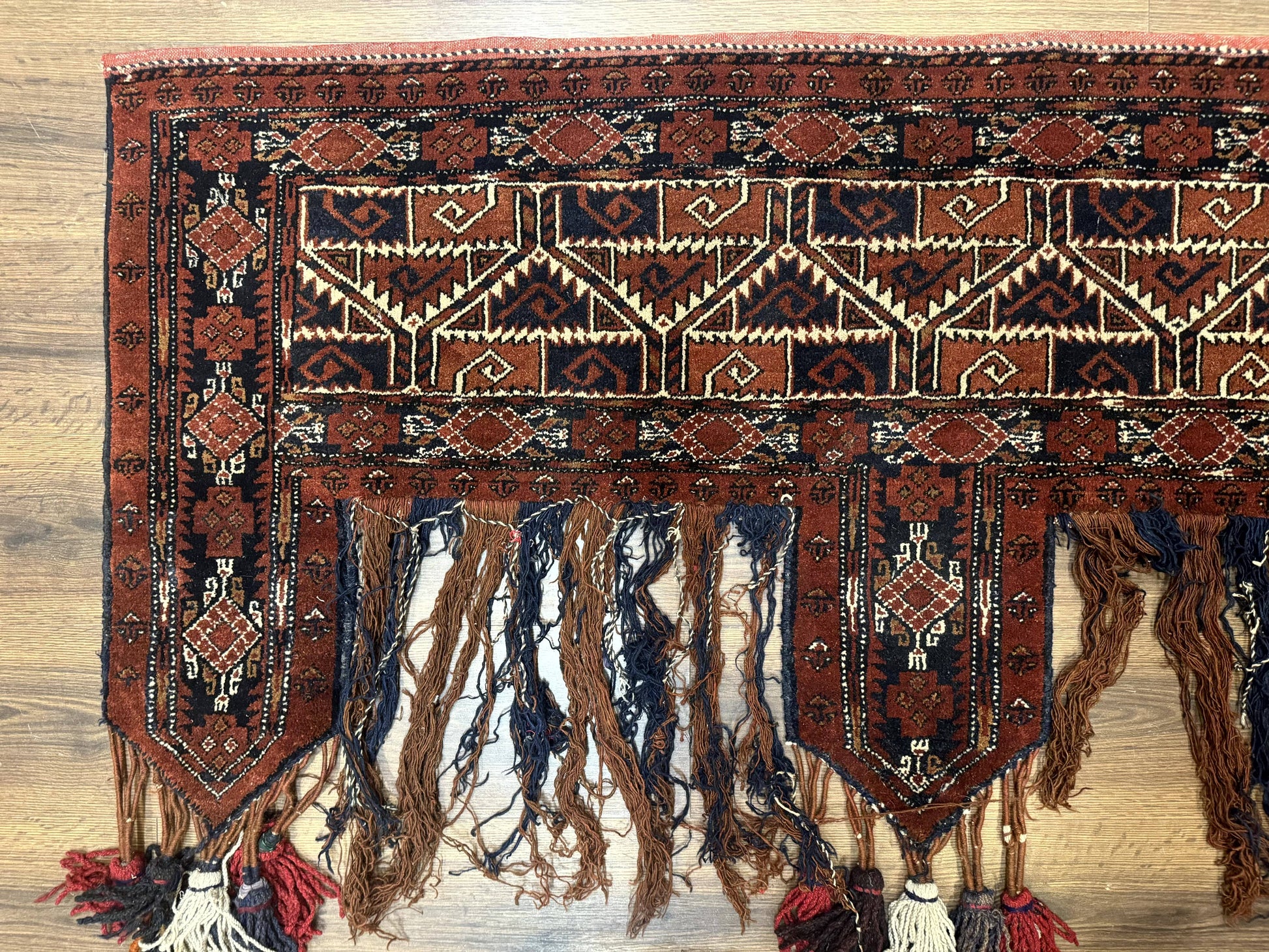 Antique Afghan Beshir Tent Header Textile Rug, Tribal Collectible, Wool - Nuvé