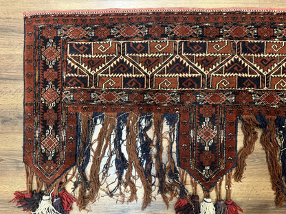 Antique Afghan Beshir Tent Header Textile Rug, Tribal Collectible, Wool - Nuvé